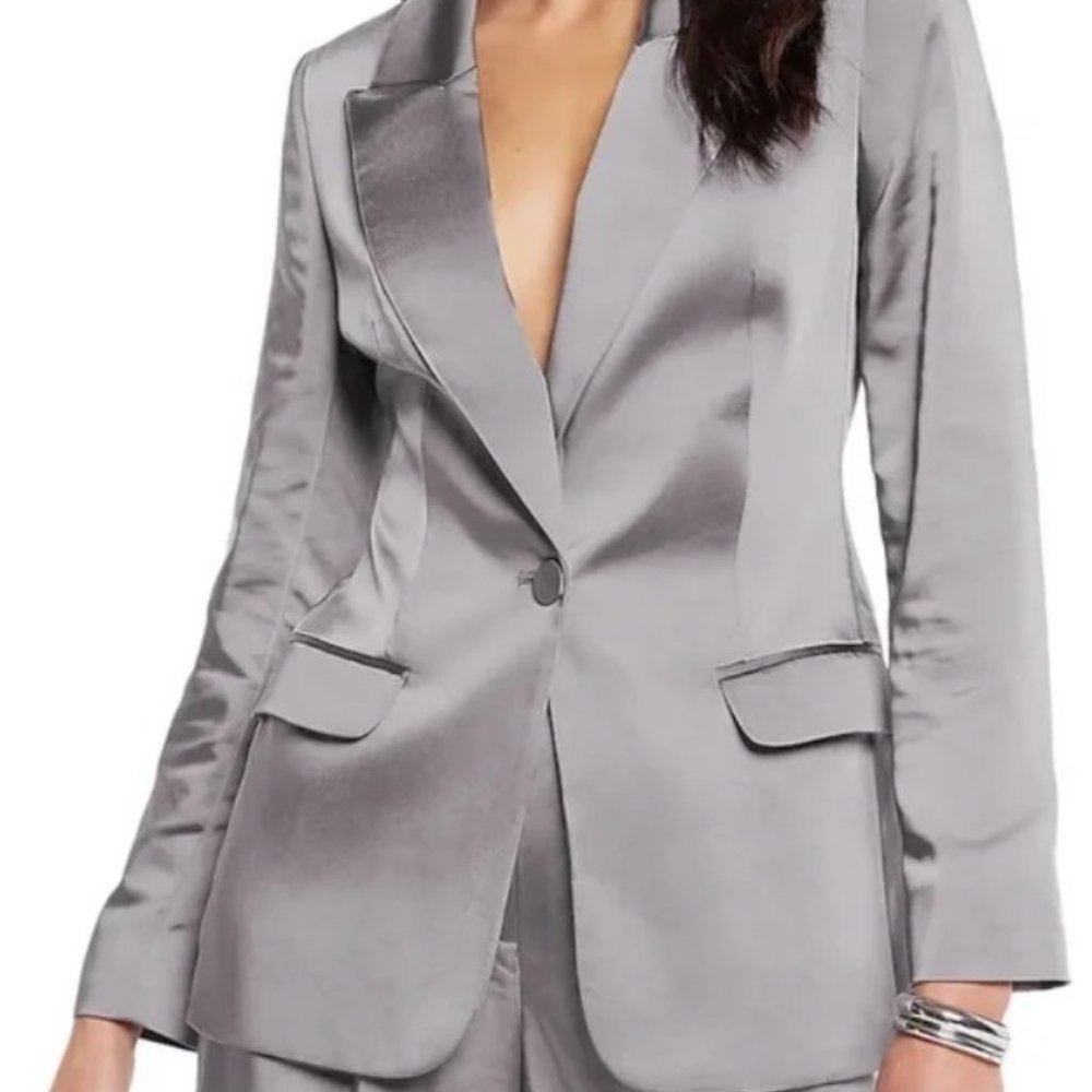 Express Silver Satin Blazer Size L NWT